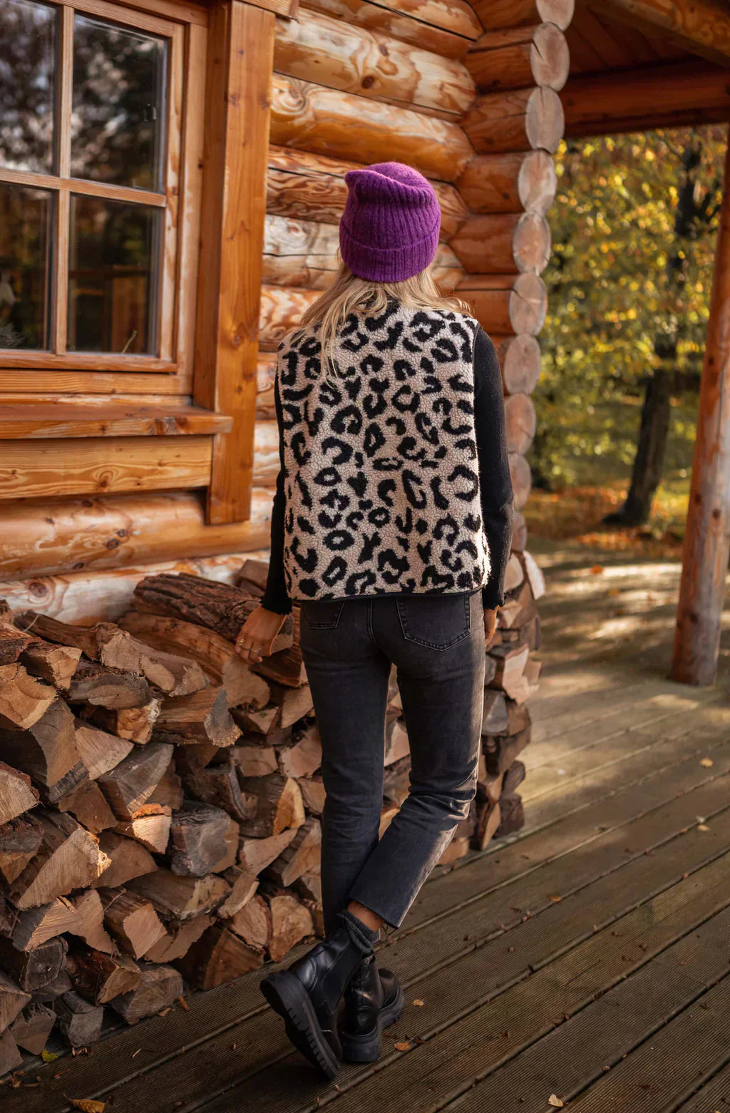 Dames Bodywarmer Luipaard Print Teddy Jas