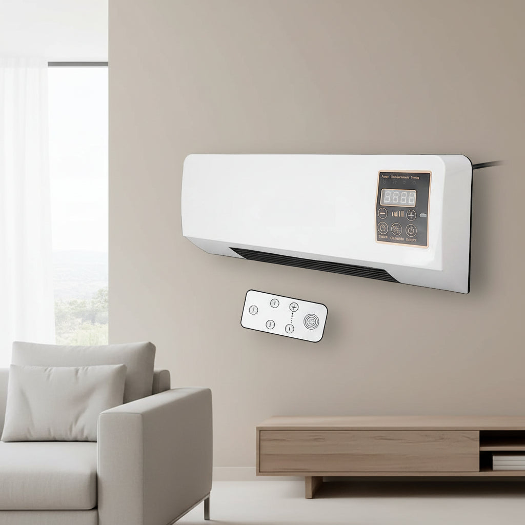 Airco Wandmontage 4-in-1 Klimaatunit Koeling Verwarming Ventilator Ontvochtiger LCD Afstandsbediening Timer Slaapkamer Kantoor Compact Fluisterstil