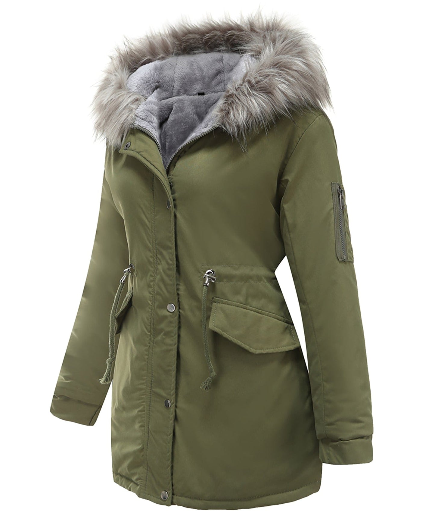 Dames Winterjas Gewatteerd met Capuchon en Trekkoord Warm