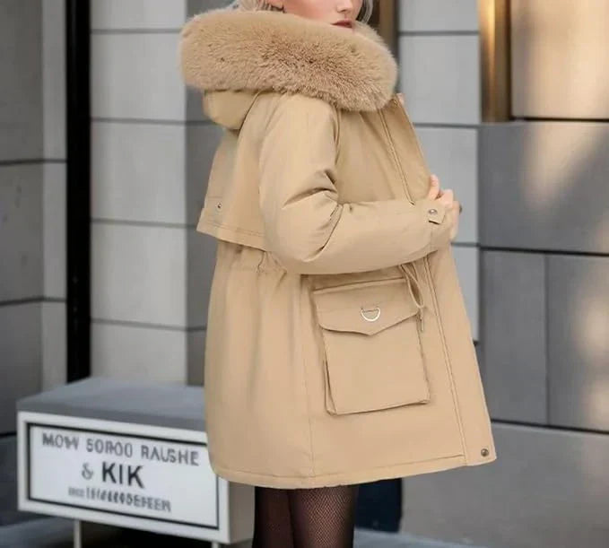 Donswitte Winterjas voor Vrouw Warm en Waterdicht