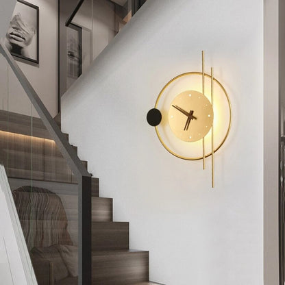 Wandklok Met Verlichting Groot 57x41,5cm Goud Zwart Modern Design