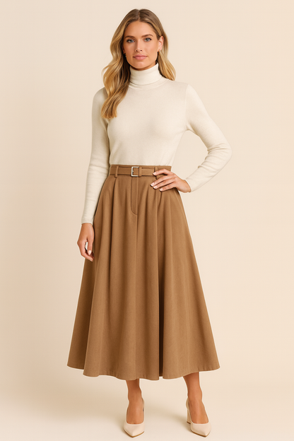 Dames Rok Midi Hoge Taille Zwart A-lijn Stijl - StudioMarella