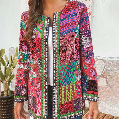 Dames Jas Patchwork Boho Chic Stijl
