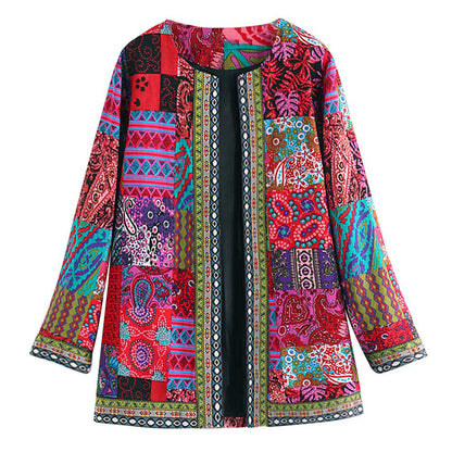 Dames Jas Patchwork Boho Chic Stijl