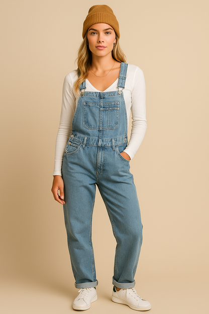 Dames Tuinbroek Blauwe Denim Broek Comfortabele Stijl