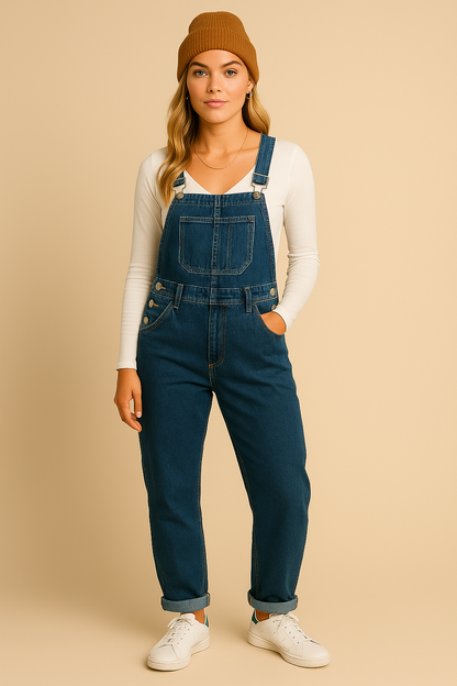 Dames Tuinbroek Blauwe Denim Broek Comfortabele Stijl
