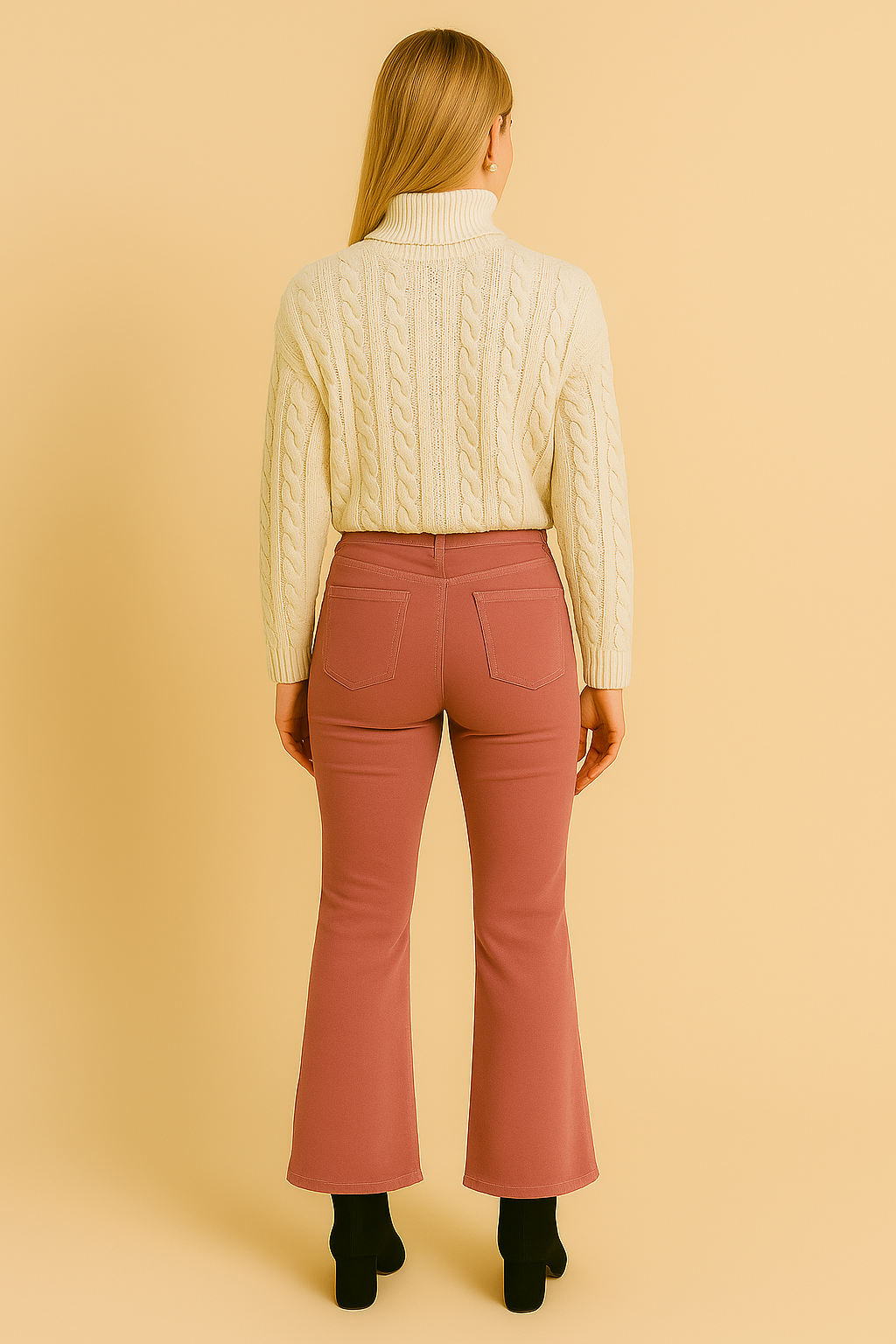 Dames Suède Broek Zwart Uitlopende Pijpen Comfortabel