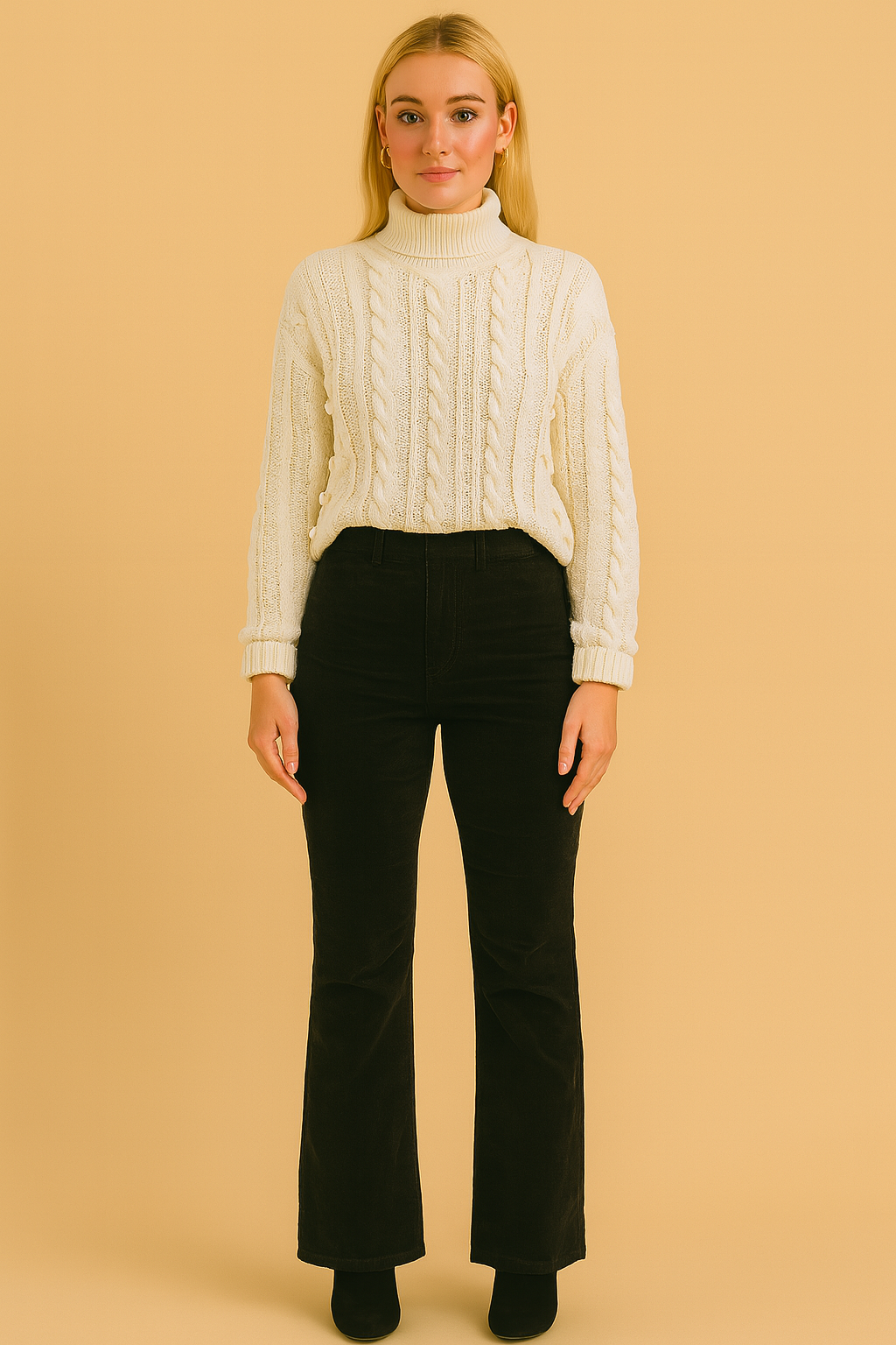 Dames Suède Broek Zwart Uitlopende Pijpen Comfortabel