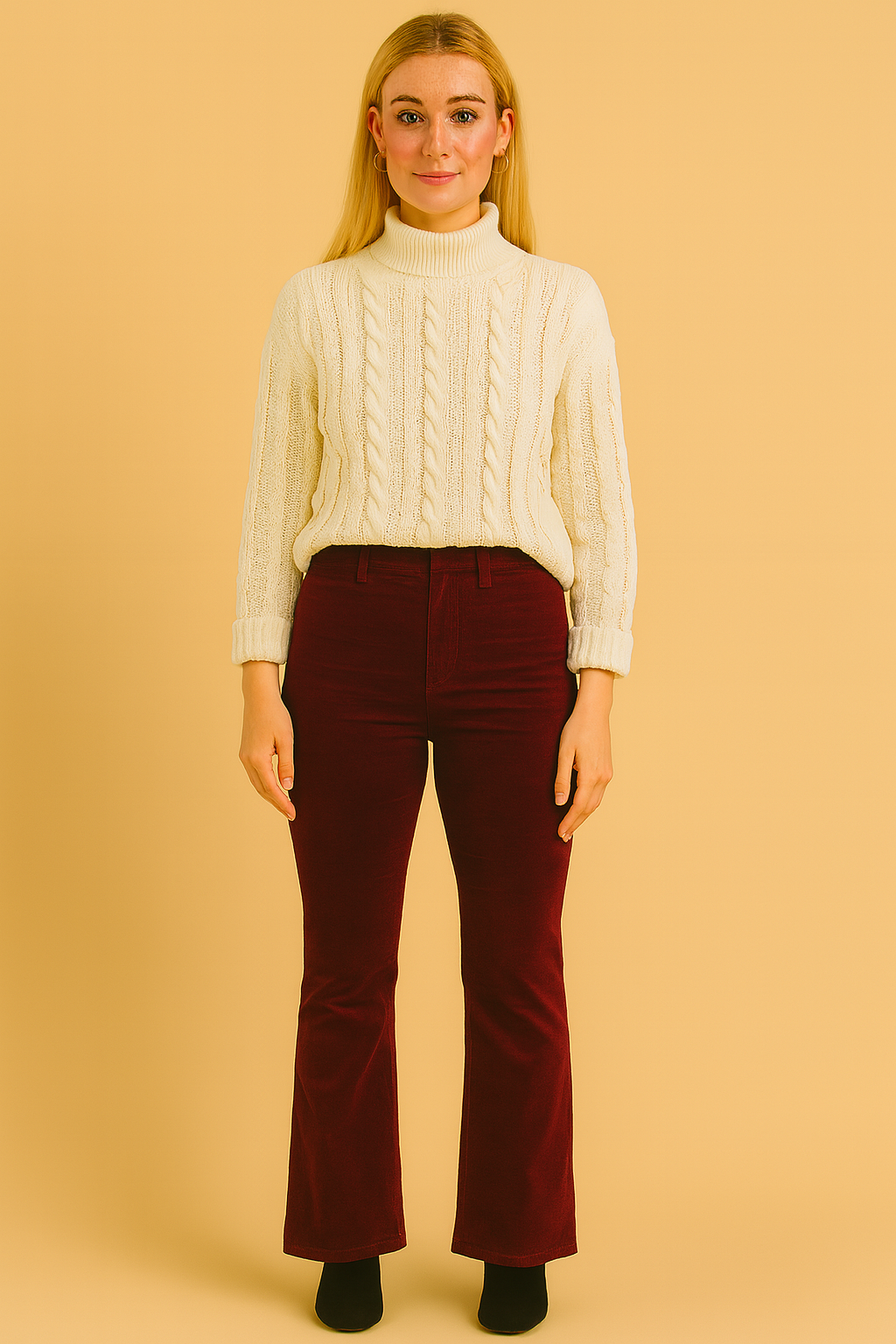 Dames Suède Broek Zwart Uitlopende Pijpen Comfortabel