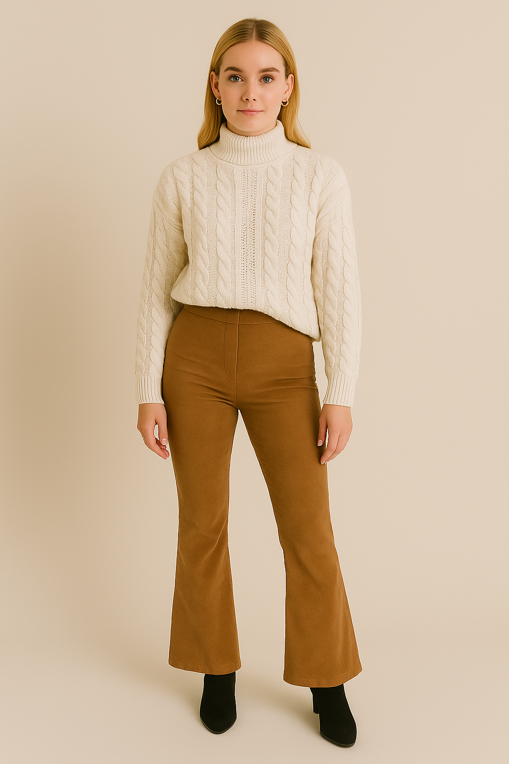 Dames Suède Broek Zwart Uitlopende Pijpen Comfortabel - StudioMarella