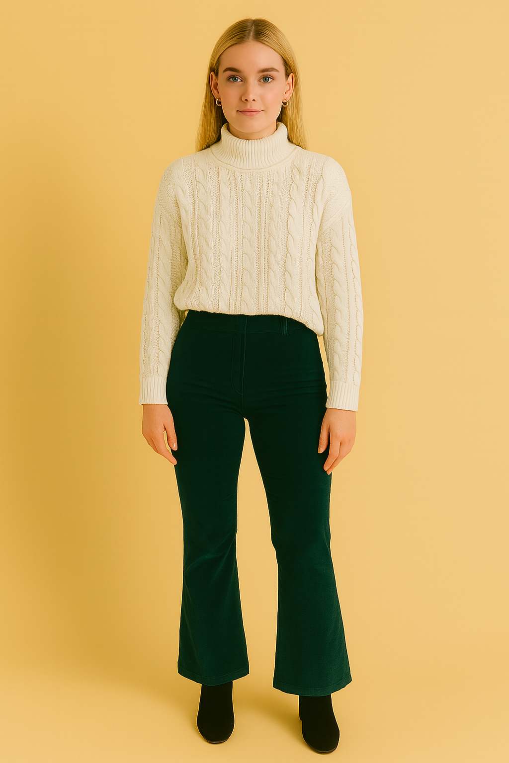 Dames Suède Broek Zwart Uitlopende Pijpen Comfortabel