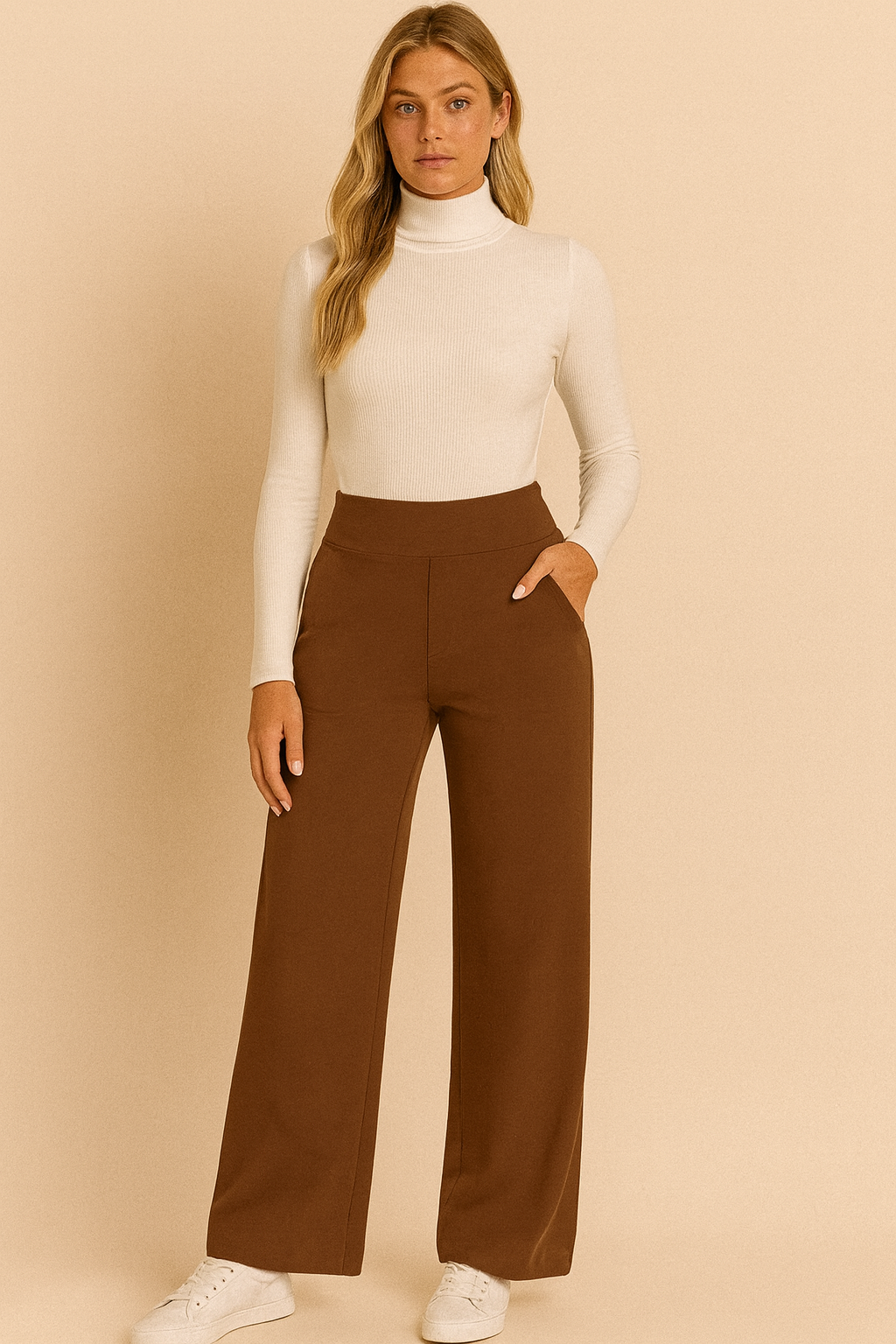 Dames Broek Hoge Taille Wijd Comfortabel Zittend - StudioMarella