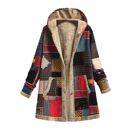 Dames Winterjas Warm en Stijlvol Patchwork Design