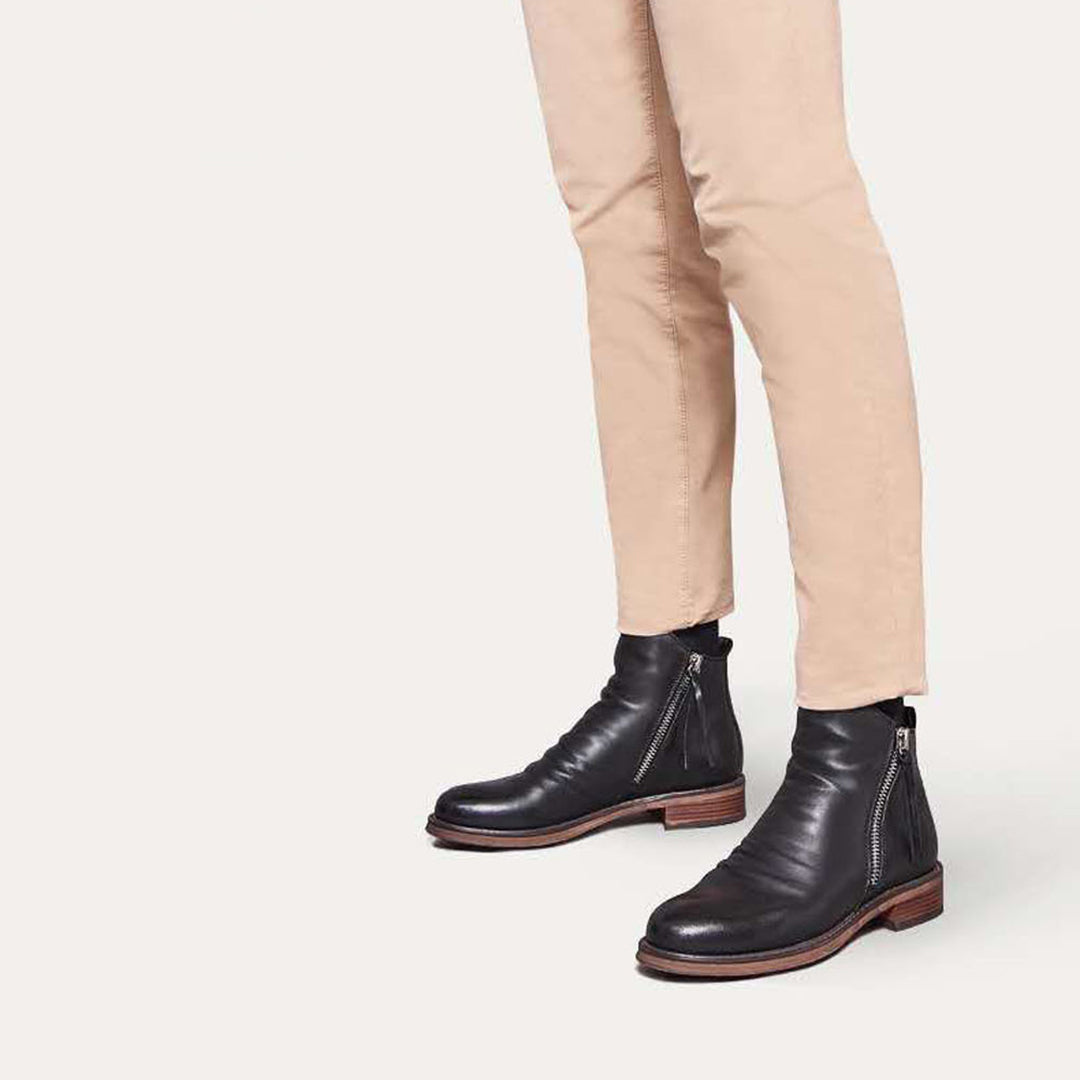 Leren Chelsea Boots Mannen Elegant Design Zwart