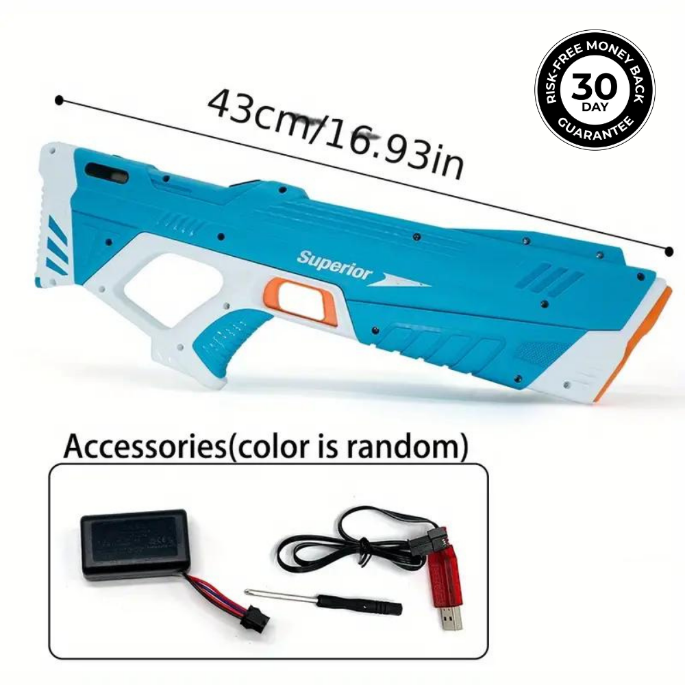 Waterpistool met Groot Bereik 12 Meter – Elektrisch Waterspeelgoed voor Kinderen en Volwassenen met 250+ Schoten Capaciteit