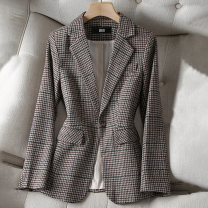 Dames Geruite Blazer van Luxe Stof - StudioMarella