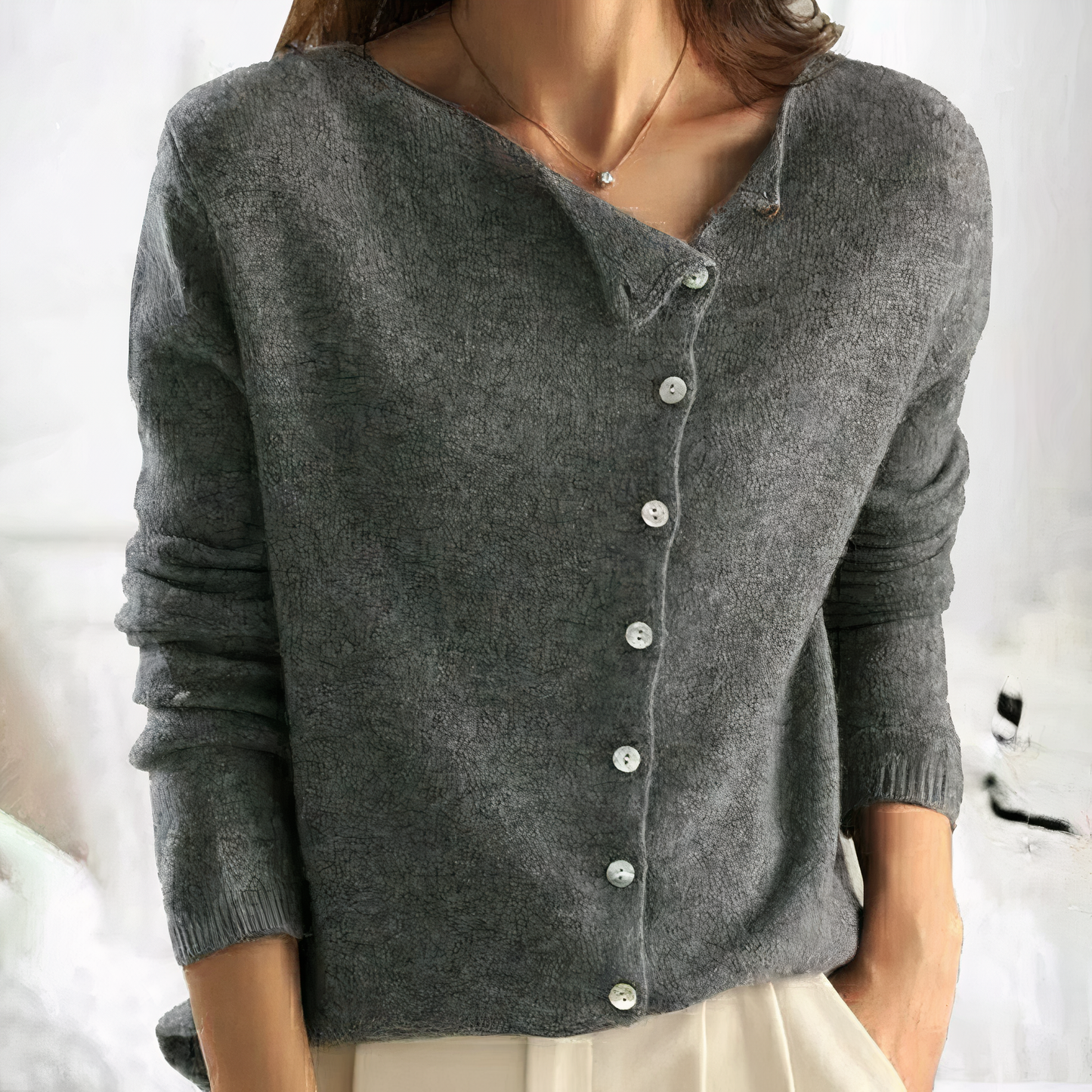 Cardigan Met Knoopsluiting Klassiek Design - StudioMarella