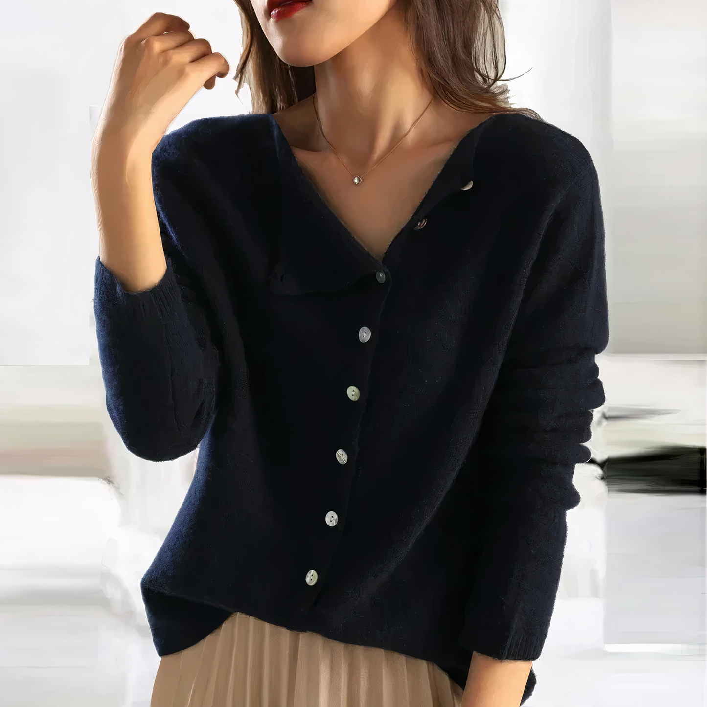 Cardigan Met Knoopsluiting Klassiek Design