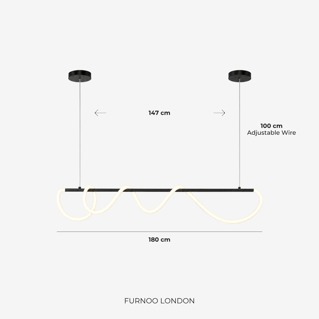LED-design hanglamp met metalen koordstructuur zwart satijn 100 cm dimbaar warm wit modern interieur eetkamer keukeneiland