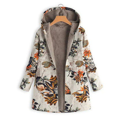 Vrouwelijke Fleece Jas Warm met Bohemian Print