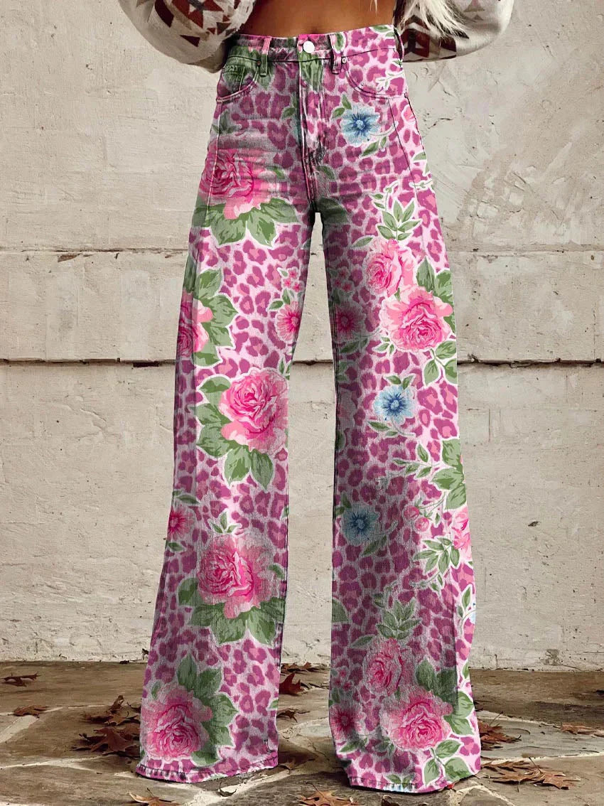 Vrouwelijke Broek met Fleurige Print Comfortabel Zomerkleding