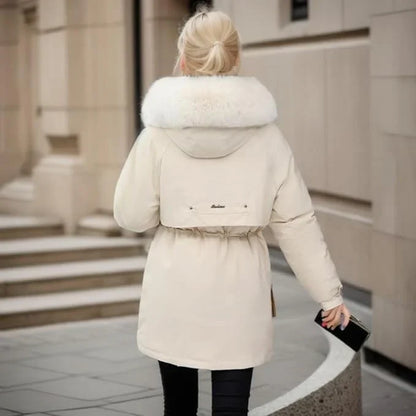 Donswitte Winterjas voor Vrouw Warm en Waterdicht