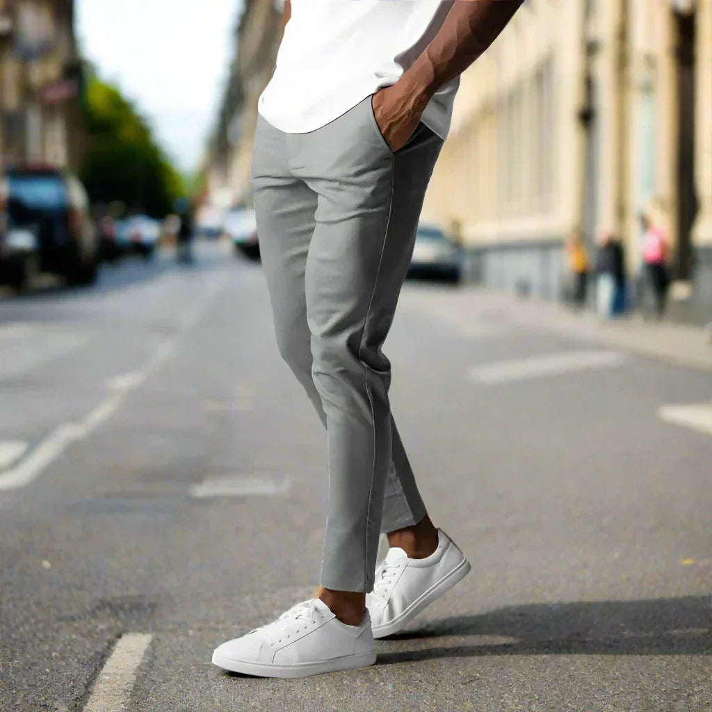 Mannen Broek Slim Fit Stretch Stijlvol Zwart