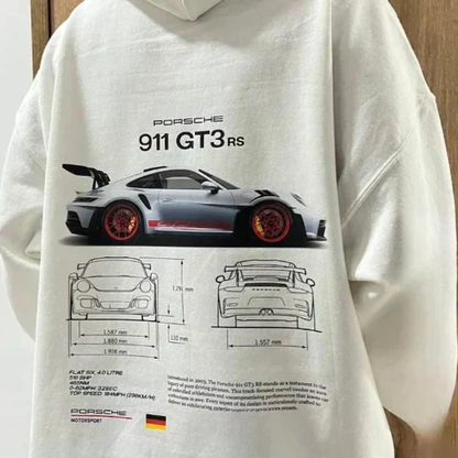 Sport Hoodie met Auto Print en Stoere Tekst