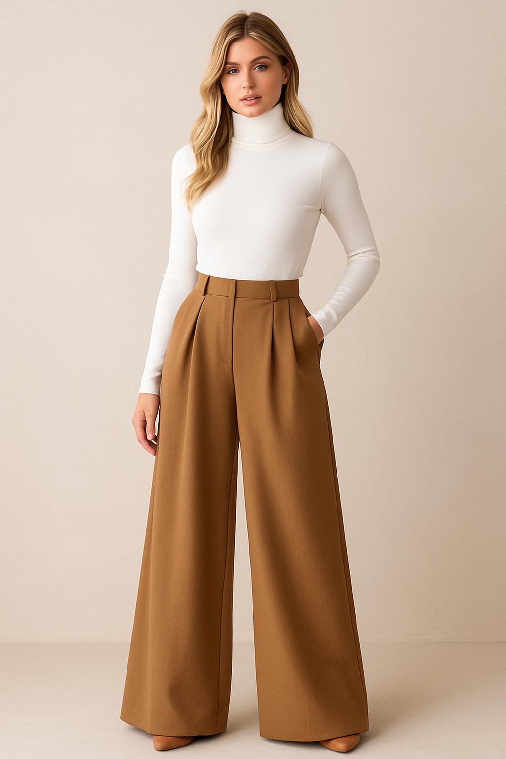 Dames Broek Wijde Pijpen Hoge Taille Comfortabele Zittende Broek - StudioMarella