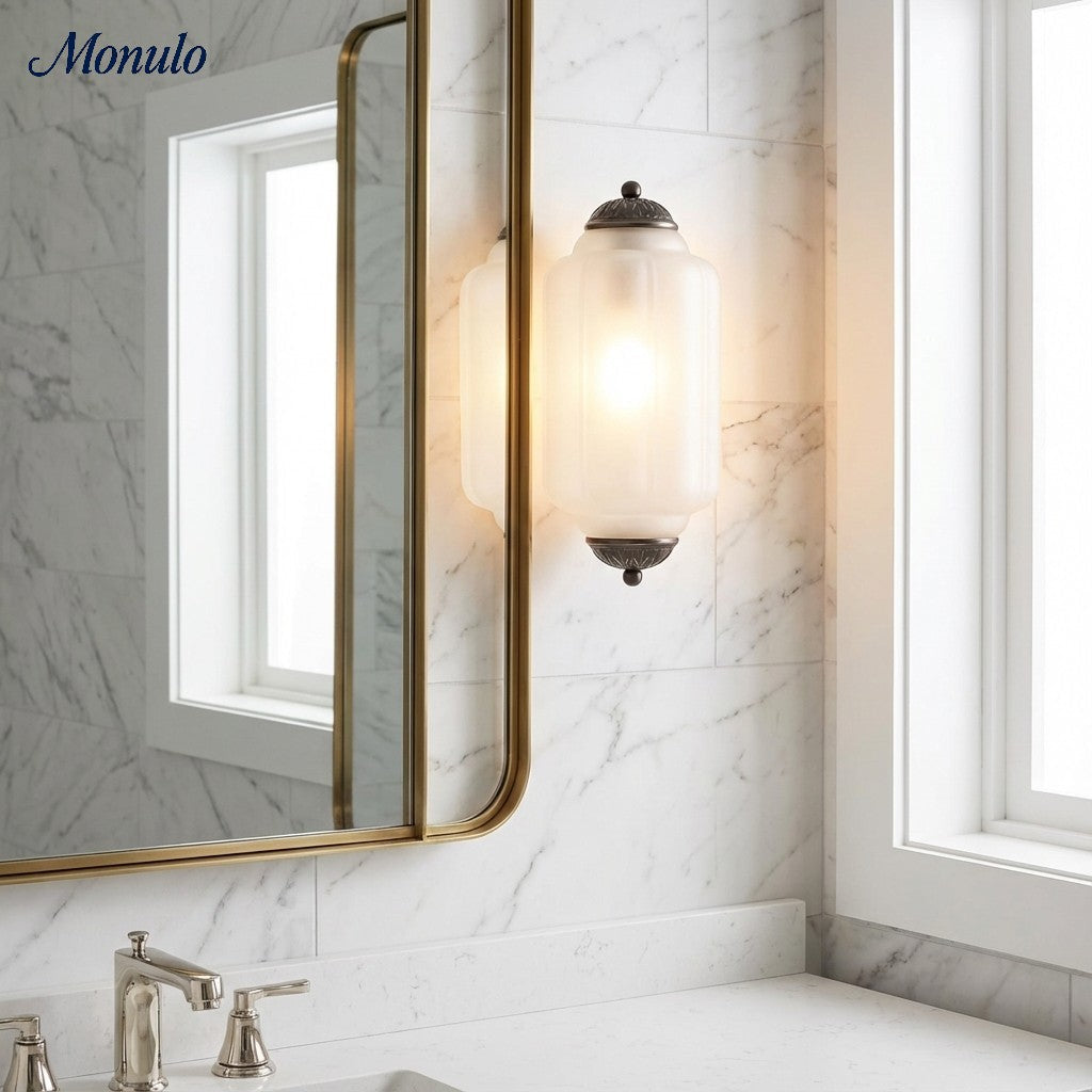 Eloise Vintage Scalloped Milk Glass Wall Sconce - Modern Accent Lighting for Bathroom and Bedroom
