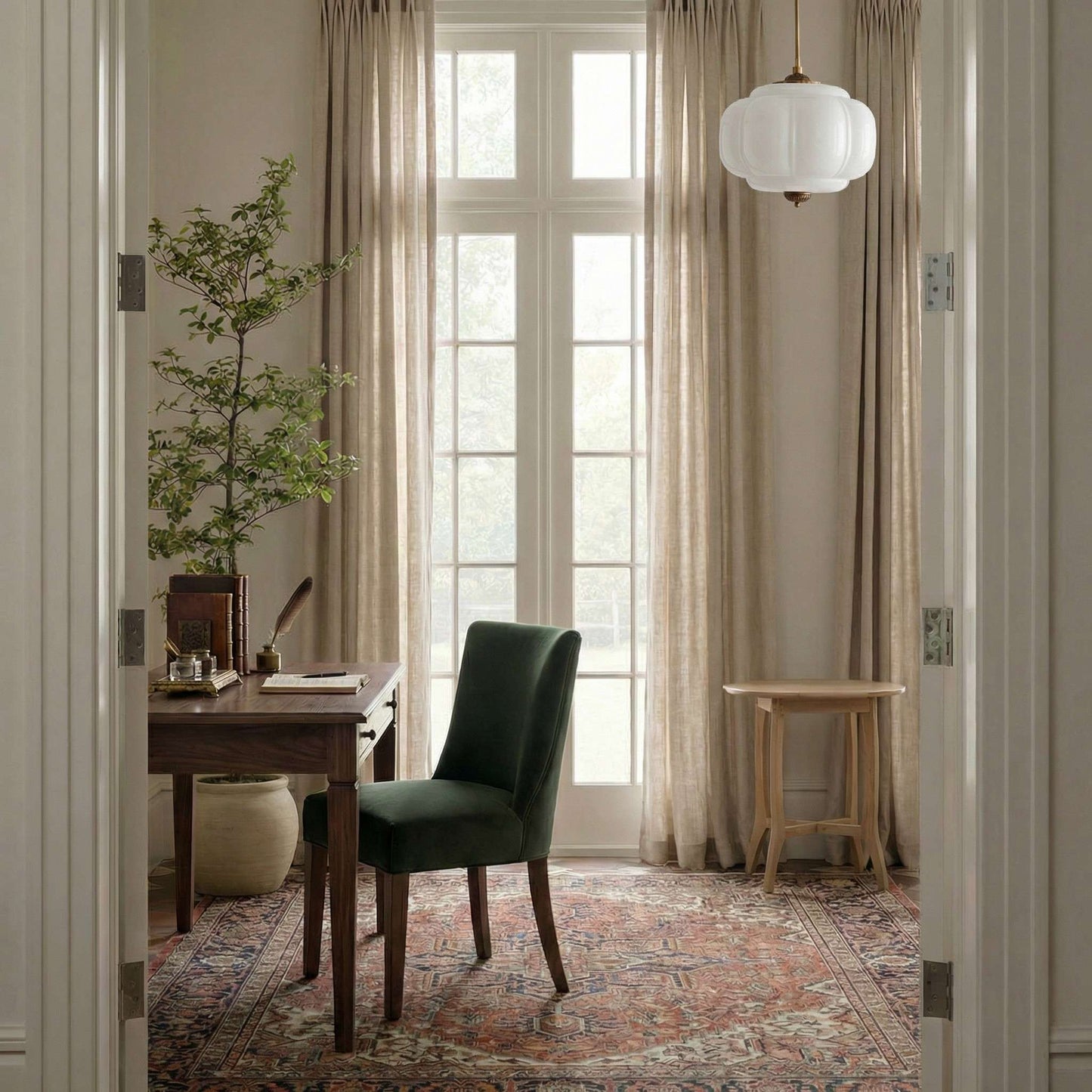 Vintage Melkglas Plafondlamp Geschulpt Rand Wit Roze Groen Blauw Helder Mat Glas Semi-Flush Hanglamp Messing Zwart Finish