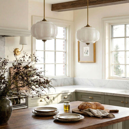 Vintage Melkglas Plafondlamp Geschulpt Rand Wit Roze Groen Blauw Helder Mat Glas Semi-Flush Hanglamp Messing Zwart Finish