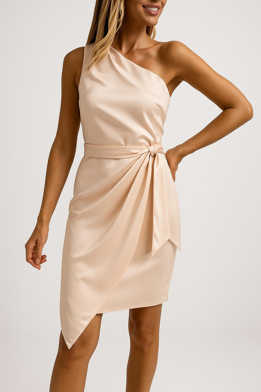 Dames Zomerjurk One-Shoulder Met Tailleband Jurk - StudioMarella