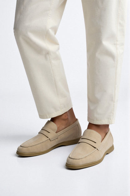 Leer Loafer Schoenen Beige Comfortabel Damesheren