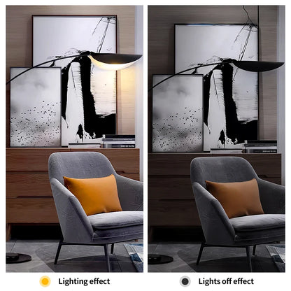Boog Vloerlamp Blad Vorm Zwart 3-Kleuren Dimbaar Acryl