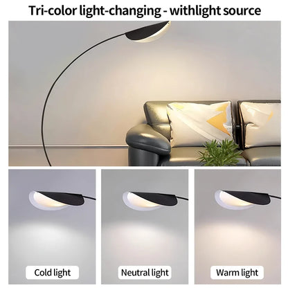 Boog Vloerlamp Blad Vorm Zwart 3-Kleuren Dimbaar Acryl
