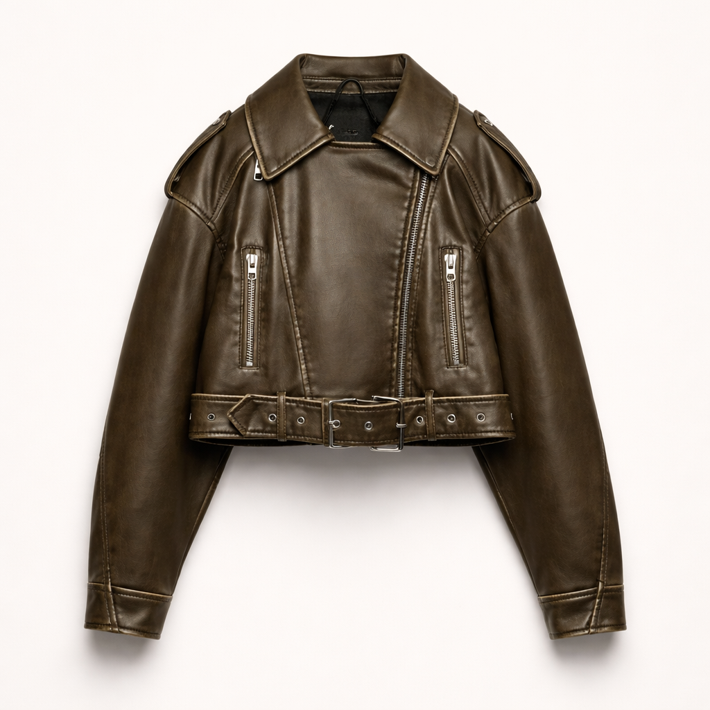 Abby | Cropped Leren Damesjas met Riem2