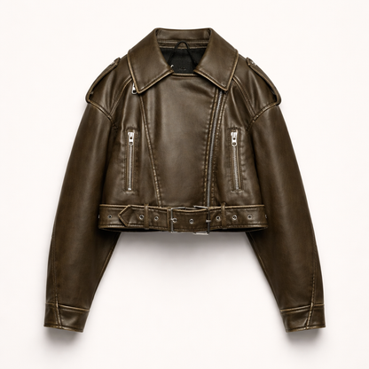 Abby | Cropped Leren Damesjas met Riem2
