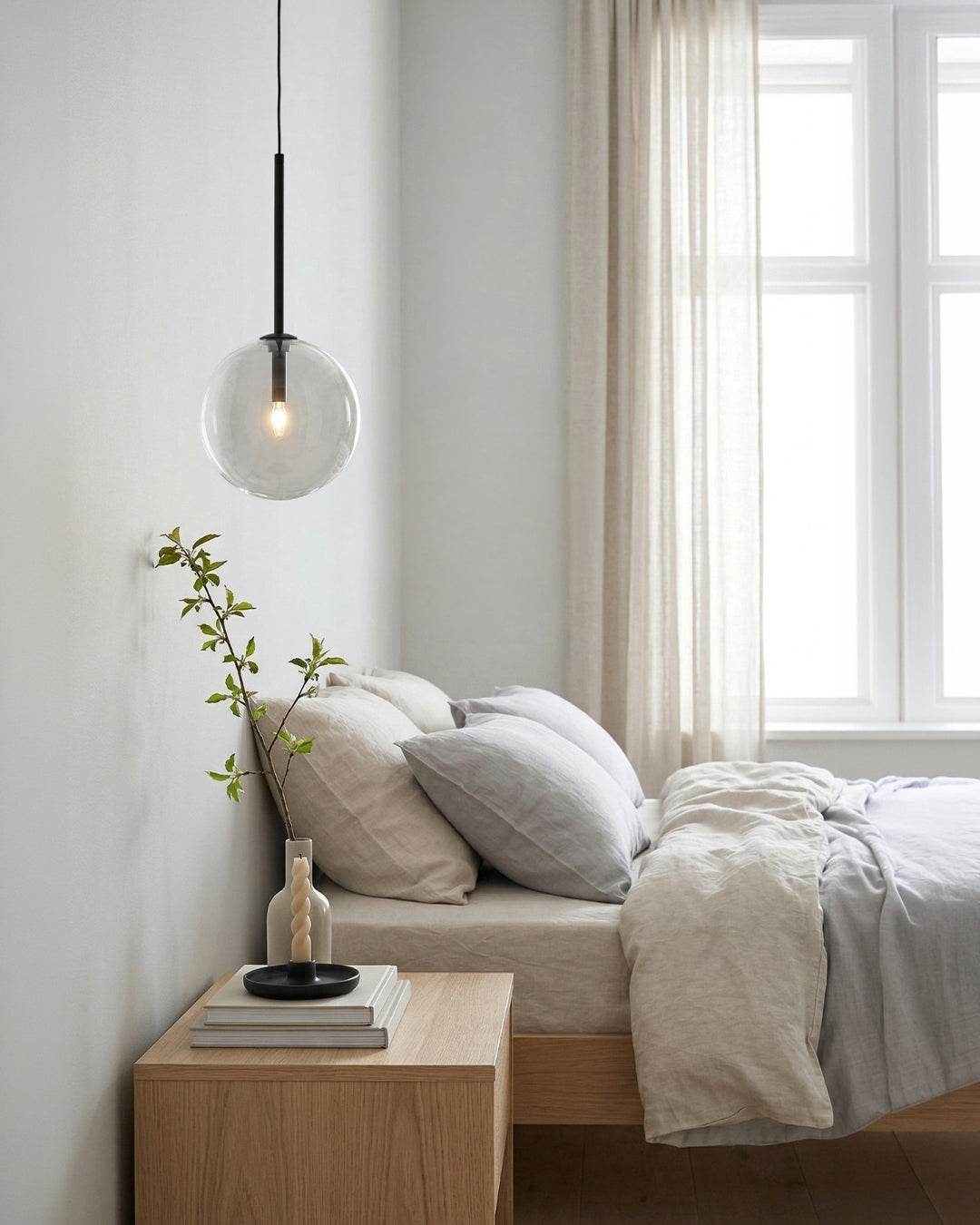 Glazen Hanglamp Bol Messing Chroom Zwart Modern Design Warm Wit 3000K 15cm 20cm 25cm Plafondverlichting Eetkamer