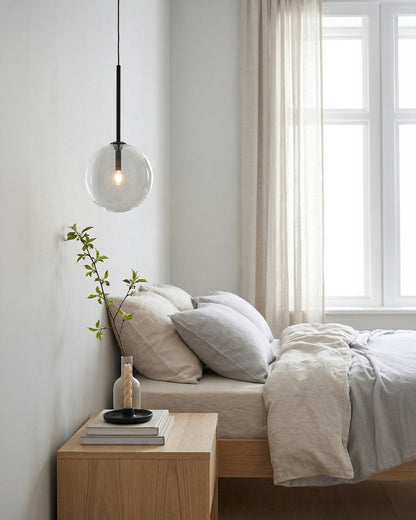 Glazen Hanglamp Bol Messing Chroom Zwart Modern Design Warm Wit 3000K 15cm 20cm 25cm Plafondverlichting Eetkamer