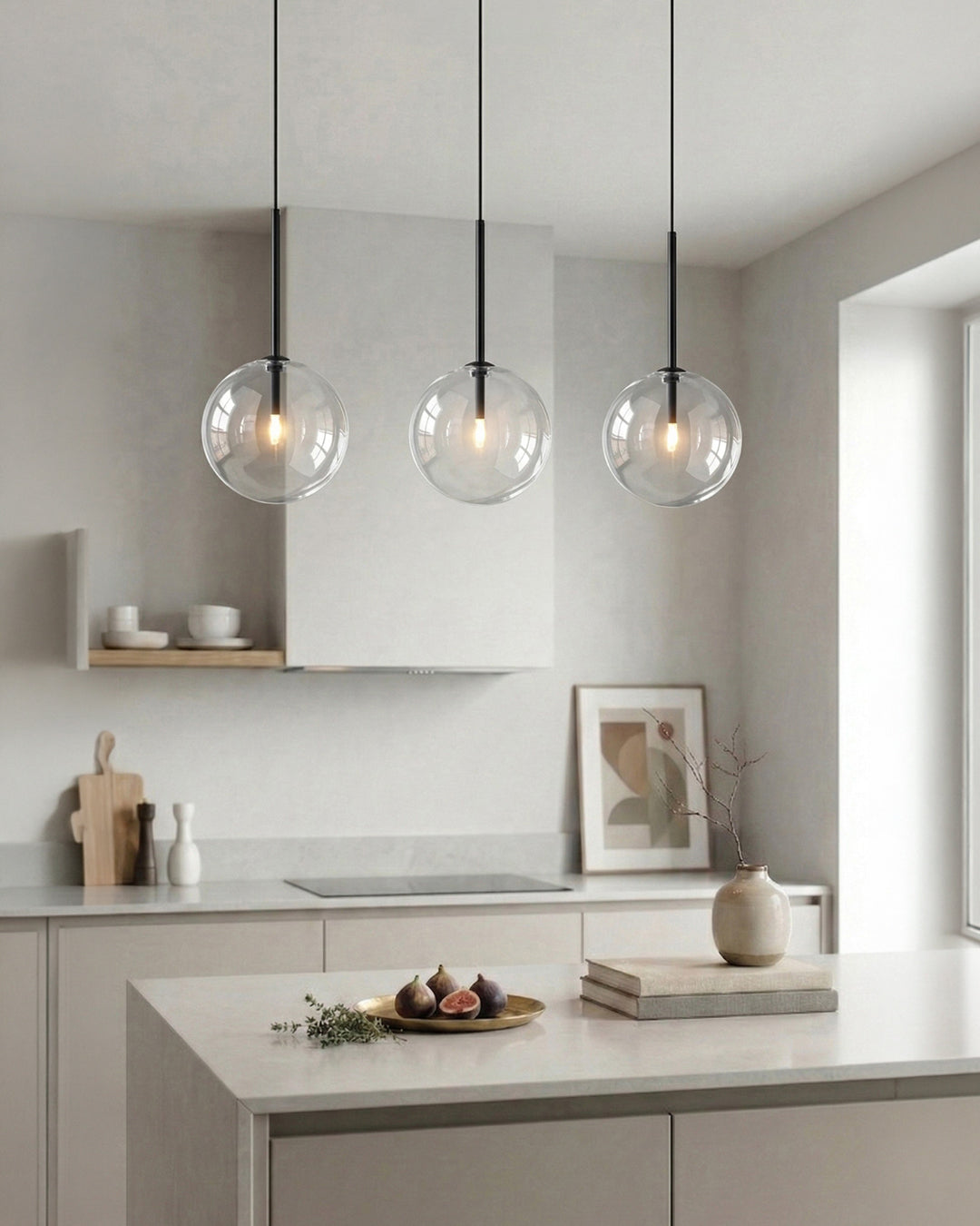 Glazen Hanglamp Bol Messing Chroom Zwart Modern Design Warm Wit 3000K 15cm 20cm 25cm Plafondverlichting Eetkamer