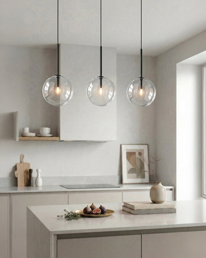 Glazen Hanglamp Bol Messing Chroom Zwart Modern Design Warm Wit 3000K 15cm 20cm 25cm Plafondverlichting Eetkamer