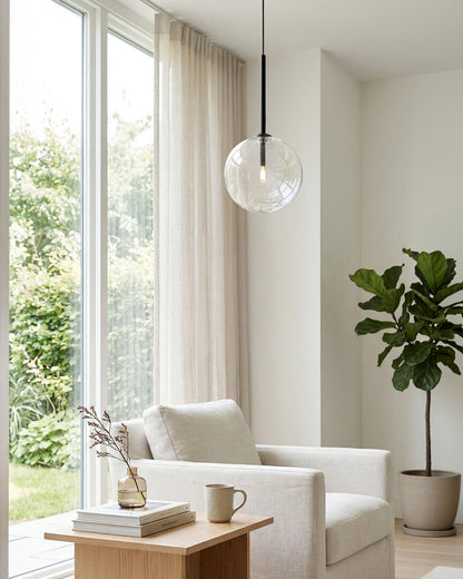 Glazen Hanglamp Bol Messing Chroom Zwart Modern Design Warm Wit 3000K 15cm 20cm 25cm Plafondverlichting Eetkamer