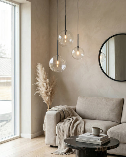 Glazen Hanglamp Bol Messing Chroom Zwart Modern Design Warm Wit 3000K 15cm 20cm 25cm Plafondverlichting Eetkamer