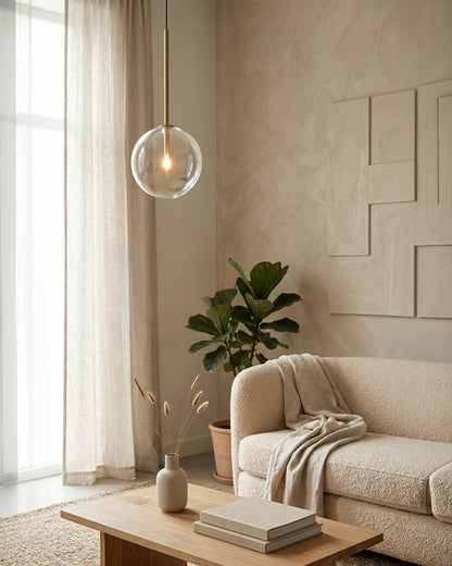 Glazen Hanglamp Bol Messing Chroom Zwart Modern Design Warm Wit 3000K 15cm 20cm 25cm Plafondverlichting Eetkamer