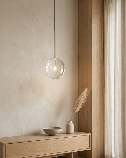 Glazen Hanglamp Bol Messing Chroom Zwart Modern Design Warm Wit 3000K 15cm 20cm 25cm Plafondverlichting Eetkamer