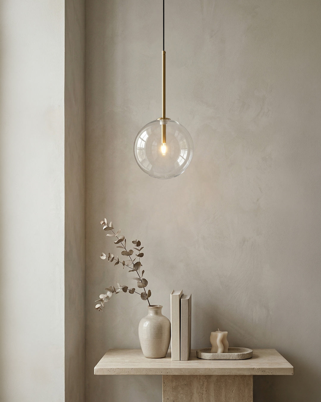 Glazen Hanglamp Bol Messing Chroom Zwart Modern Design Warm Wit 3000K 15cm 20cm 25cm Plafondverlichting Eetkamer
