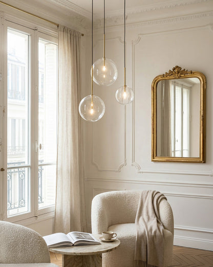 Glazen Hanglamp Bol Messing Chroom Zwart Modern Design Warm Wit 3000K 15cm 20cm 25cm Plafondverlichting Eetkamer