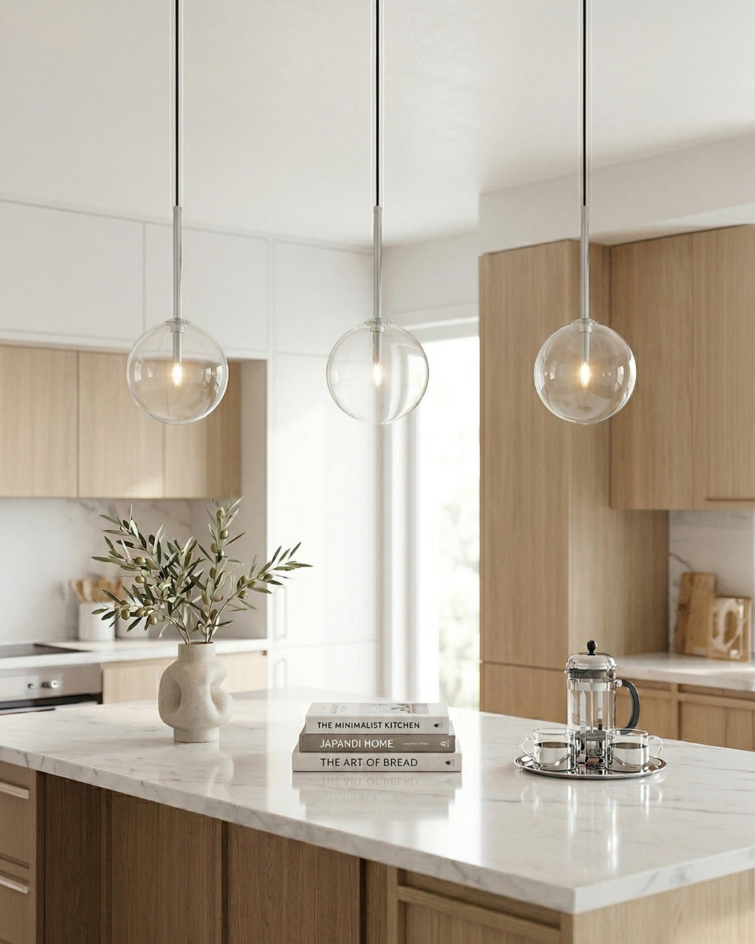 Glazen Hanglamp Bol Messing Chroom Zwart Modern Design Warm Wit 3000K 15cm 20cm 25cm Plafondverlichting Eetkamer