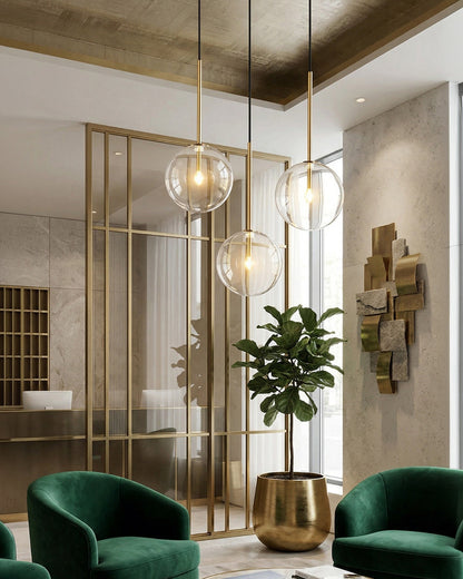 Glazen Hanglamp Bol Messing Chroom Zwart Modern Design Warm Wit 3000K 15cm 20cm 25cm Plafondverlichting Eetkamer